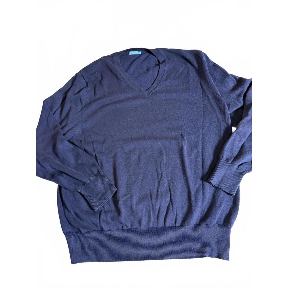 J McLAUGHLIN Men's Cotton/Modal‎ Navy V Neck Sweater Size M Unisex Preppy Luxury